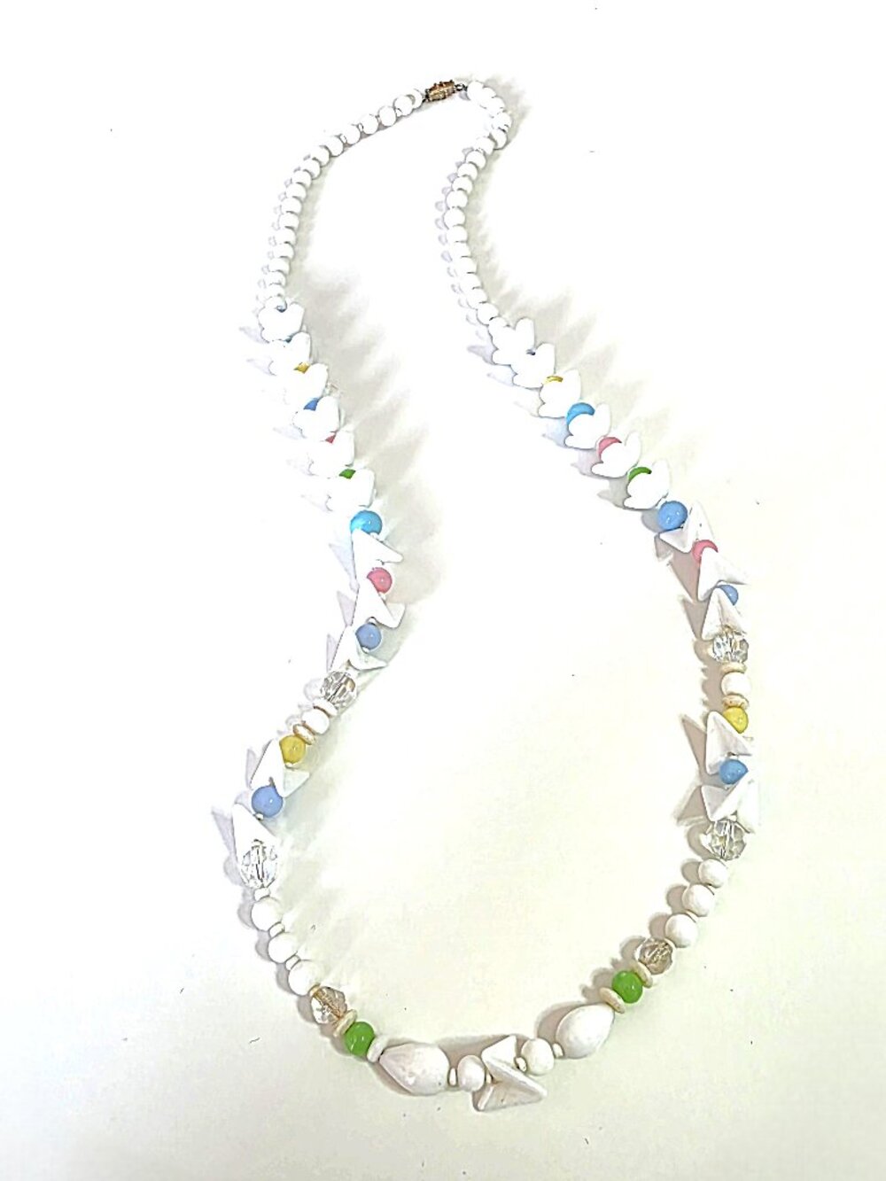 White milk glass Czech bead necklace